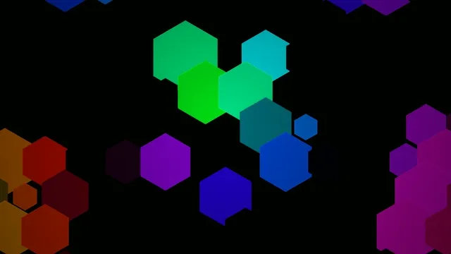 Colorful 3D Hexagons Animation on Black Background