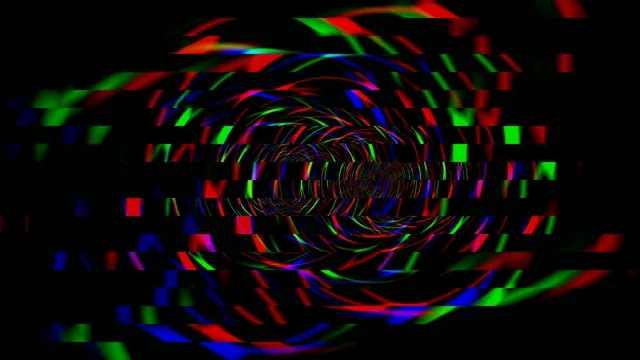 Colorful abstract pattern swirls in digital space at night