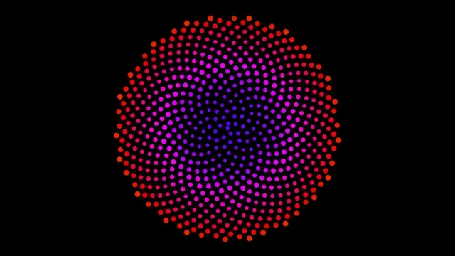 Colorful circle design made of dots on a black background
