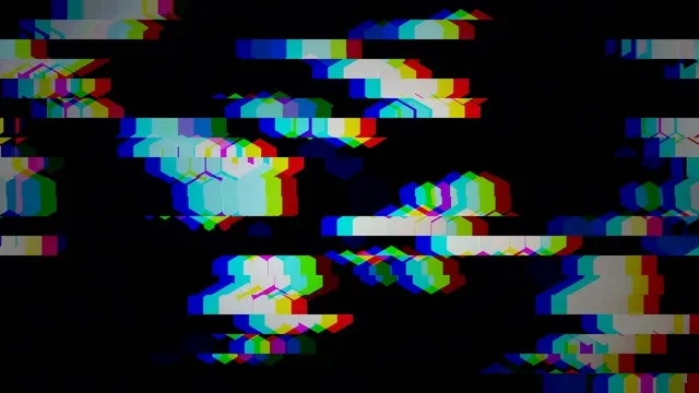 Colorful Digital Glitch Art Animation on Black Background