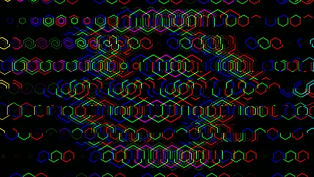 Colorful geometric patterns created with light effects at night