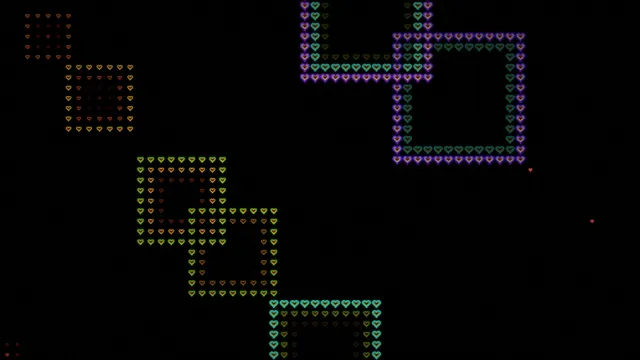 Colorful Heart Emojis Animation on Black Background