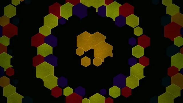 Colorful Hexagon Mosaic Animation with Golden Center