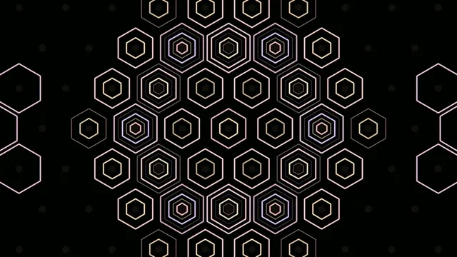 Colorful hexagon pattern in black background