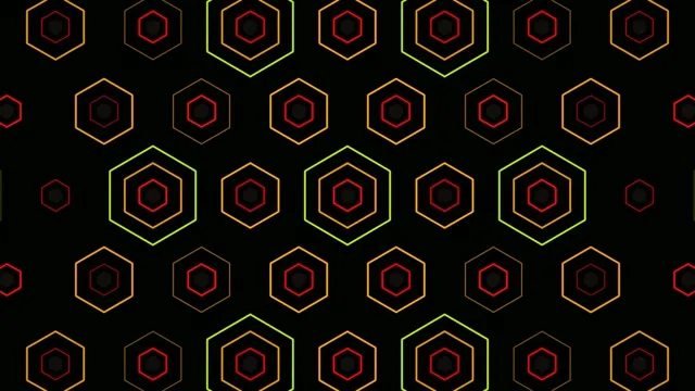 Colorful hexagon pattern on dark background for design projects