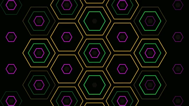 Colorful hexagon pattern on dark background shows clear shapes
