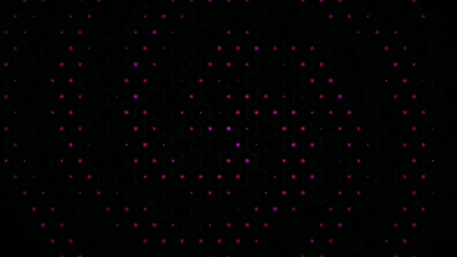 Colorful hexagon pattern with bright dots on a dark background