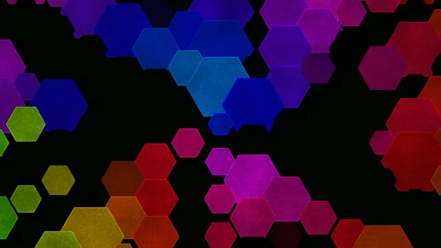 Colorful hexagons form a pattern on a dark background