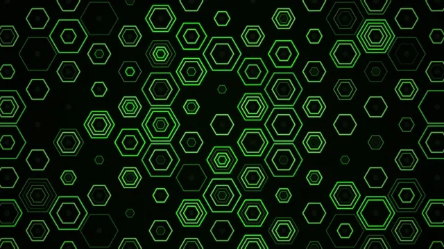 Colorful hexagons on a dark background create a unique pattern