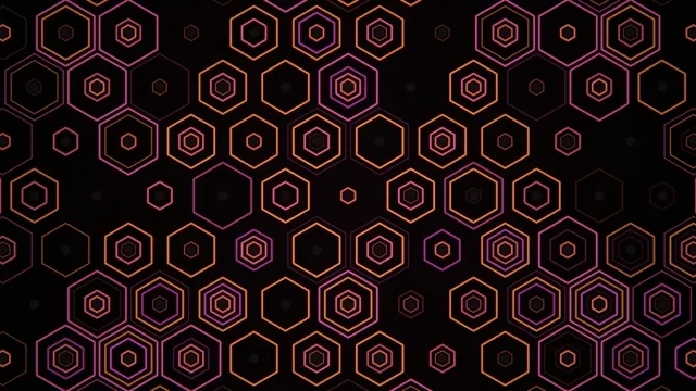 Colorful hexagons on a dark background in a pattern design