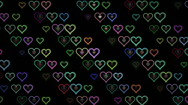 Colorful neon hearts 4K loop background for video editors and streamers