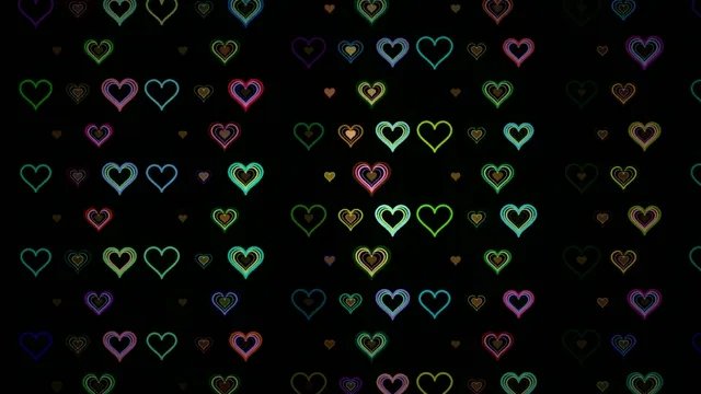 Colorful neon hearts 4K looping background for video creators