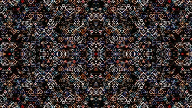 Colorful neon hearts 4K motion background for video projects