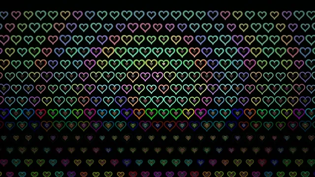 Colorful neon hearts 4K seamless loop background for video editors