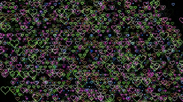 Colorful neon hearts 4K UHD looping background for video creators
