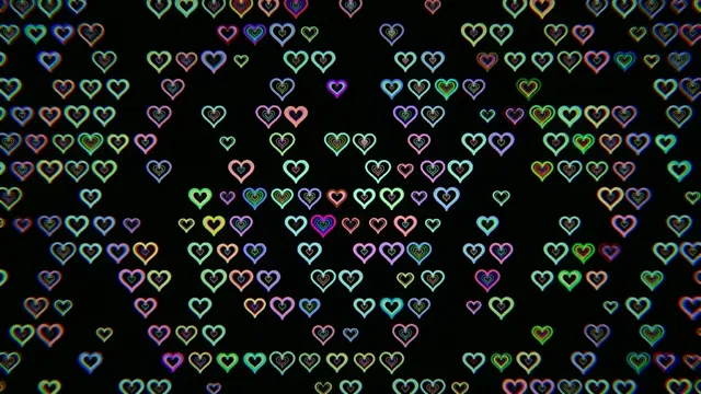 Colorful neon hearts 4K UHD widescreen background for video production