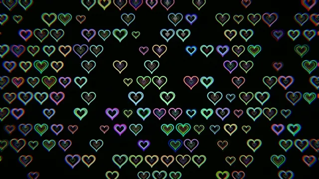 Colorful neon hearts 4K UHD widescreen motion background loop