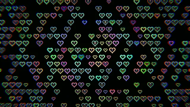 Colorful neon hearts 4K ultra HD widescreen motion background