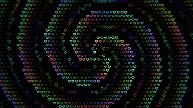 Colorful Neon Hearts Falling - 4K Loop Background