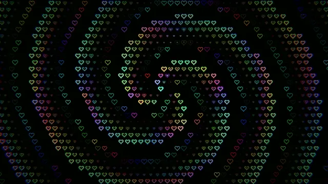 Colorful Neon Hearts Falling Animation 4K