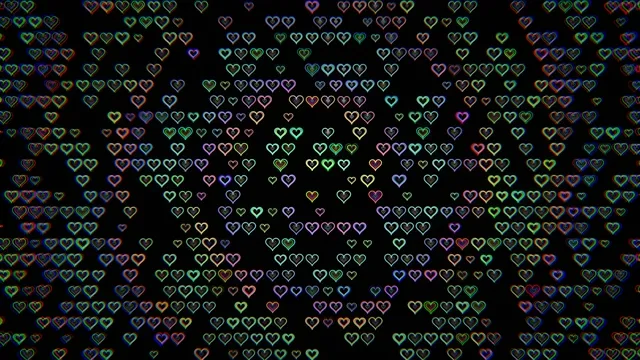 Colorful Neon Hearts Falling Animation 4K