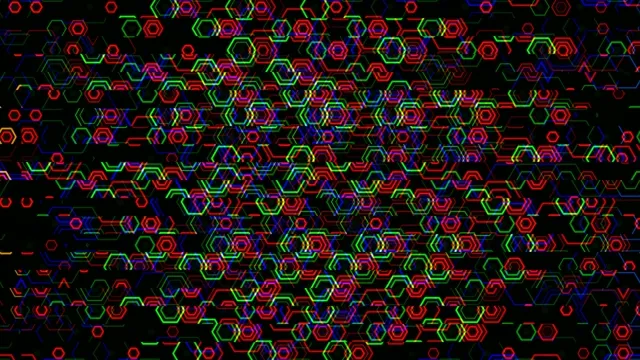 Colorful Neon Hexagons Digital Network Animation