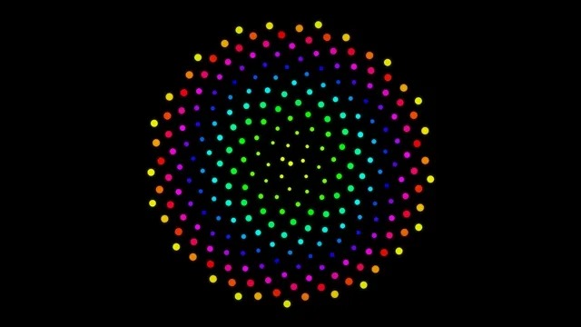 Colorful Neon Particle Sphere Animation on Black
