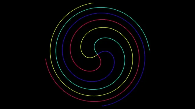 Colorful Neon Spiral Animation on Black Background