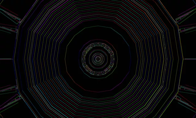 Neon Tunnel Concentric Octagon Vortex 5:3 Wide 60fps VJ Loop Screensaver