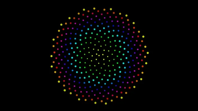 Colorful Particle Sphere Animation on Black Background