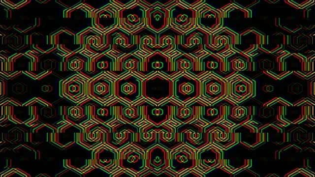 Colorful pattern of geometric shapes on a dark background