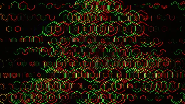 Colorful patterns create a digital tree shape during a celebration