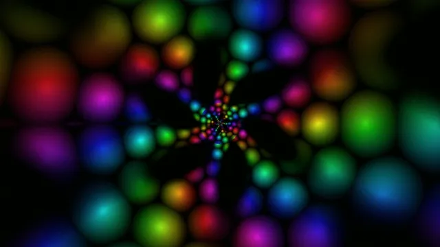 Colorful patterns swirl in a spiral design during a digital art show