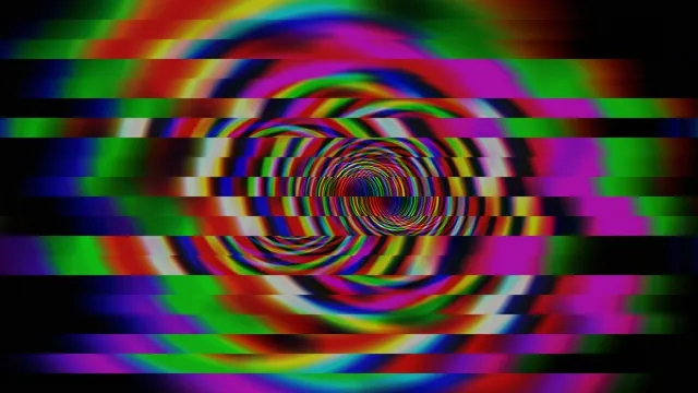 Colorful Psychedelic Spiral Tunnel with Glitch Effect