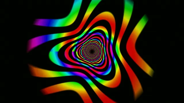 Colorful spiral pattern creates a tunnel effect on black background