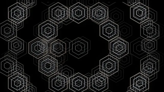 Complex geometric pattern with hexagons on a black background