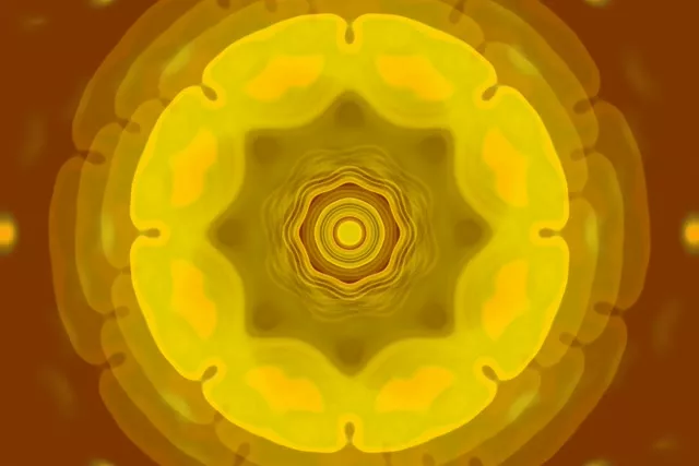 تونل نئون متحدالمرکز | حلقه چرخ گردان زرد تپنده | انیمیشن VJ 60fps صفحه نگهدار