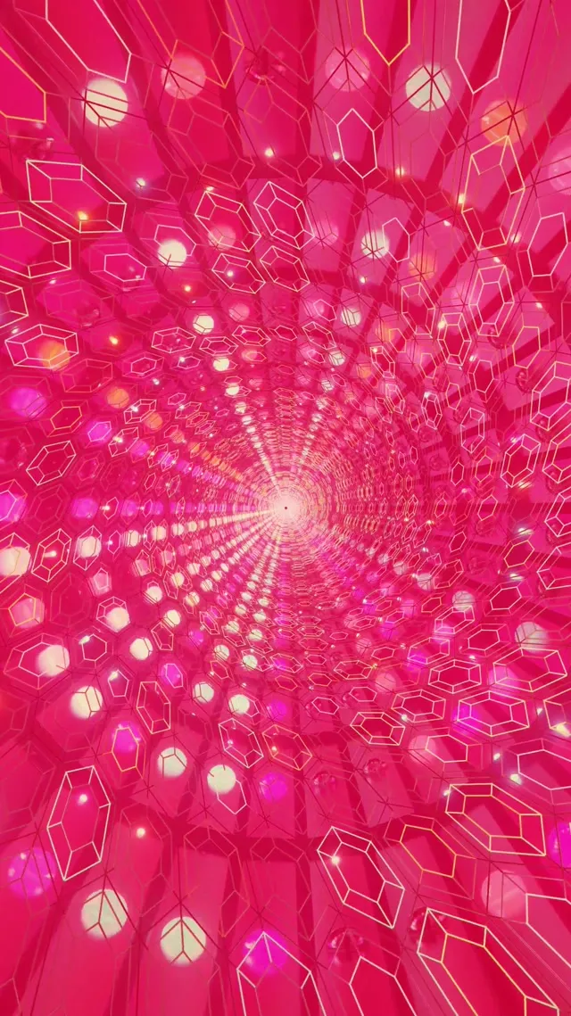 Neon Tunel Roza Kristal Vrtinec VJ Loop 9:16 Reels 60fps Ohranjevalnik Zaslona