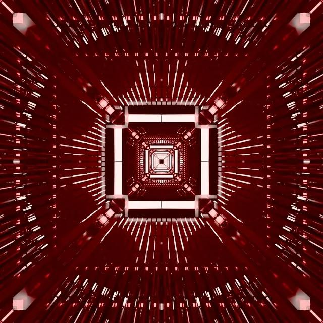 Rød Neon Tunnel VJ Loop | Glødende Firkant Vortex | 1:1 Square 60fps Pauseskærm