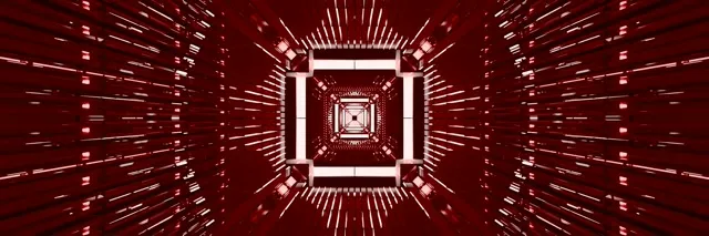 Vörös Neon Alagút VjLoops Rekurzív Négyzet Örvény 3:1 Tripla Széles 60fps Képernyővédő