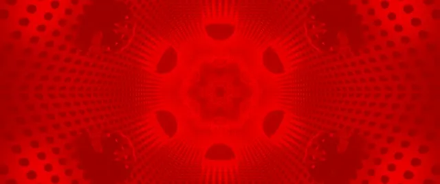 Terowong neon merah bercahaya dengan corak titik meledak dalam format cinemascope, latar belakang gerakan VJ loop abstrak