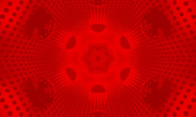 Tunel neon i kuq vibrant me motivin e rrjetës gjashtëkëndësh ndriçuese që tërhiqet në errësirë, 4K VJ Loop