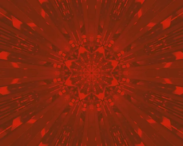 रेड फ्रैक्टल स्टार नियोन टनल VJ Loop 5:4 इंडस्ट्रियल 60fps स्क्रीनसेवर