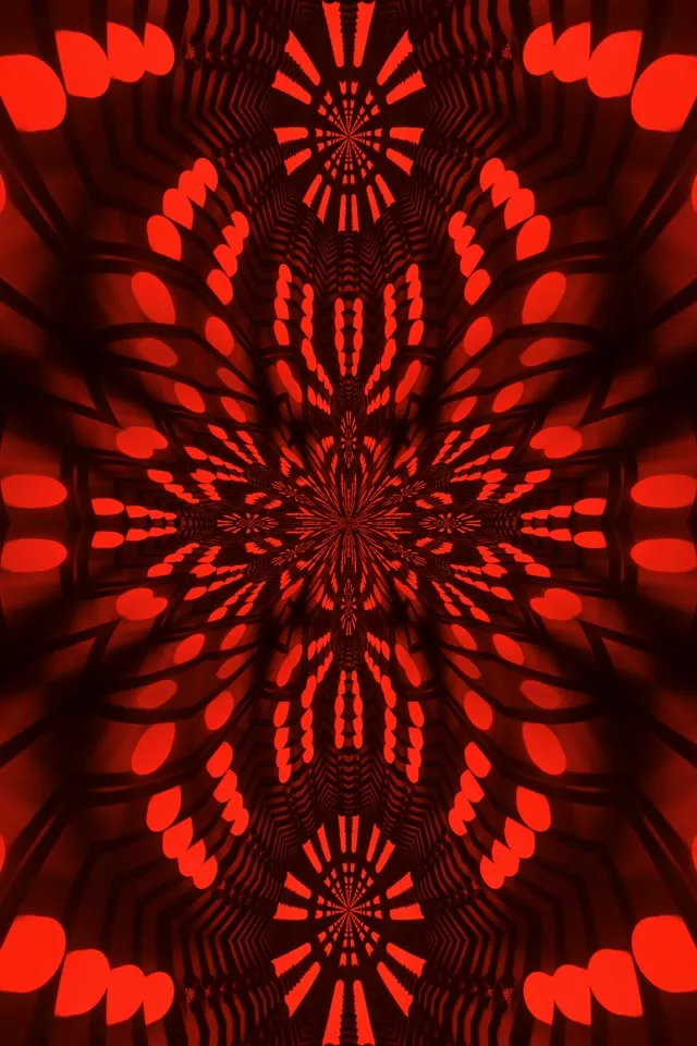 红色分形万花筒霓虹隧道 2:3 照片竖屏 60fps 屏幕保护程序 VJ Loop