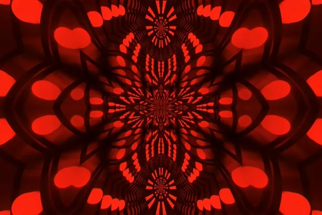 Tunel Neon I Kuq Kaleidoscope Burst VJ Loop 3:2 Surface 60fps Screensaver