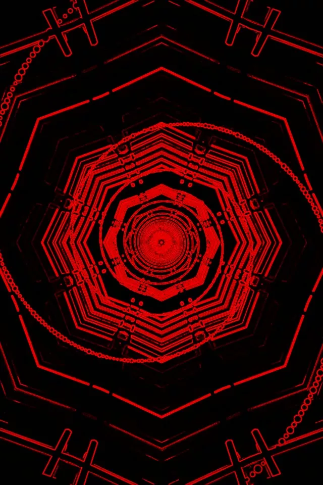 Red Neon Tunnel Hexagon Vortex Loop 2:3 Portrait 60fps Screensaver VJ