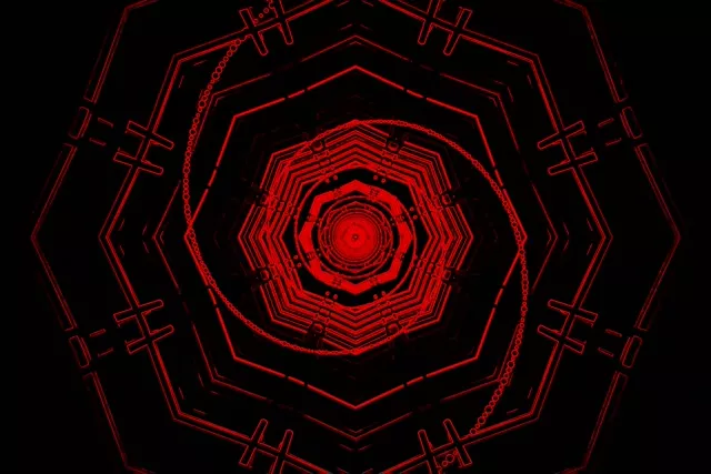 Red Neon Tunnel Pulsating Hexagon Grid VJ Loop 60fps 3:2 Screensaver