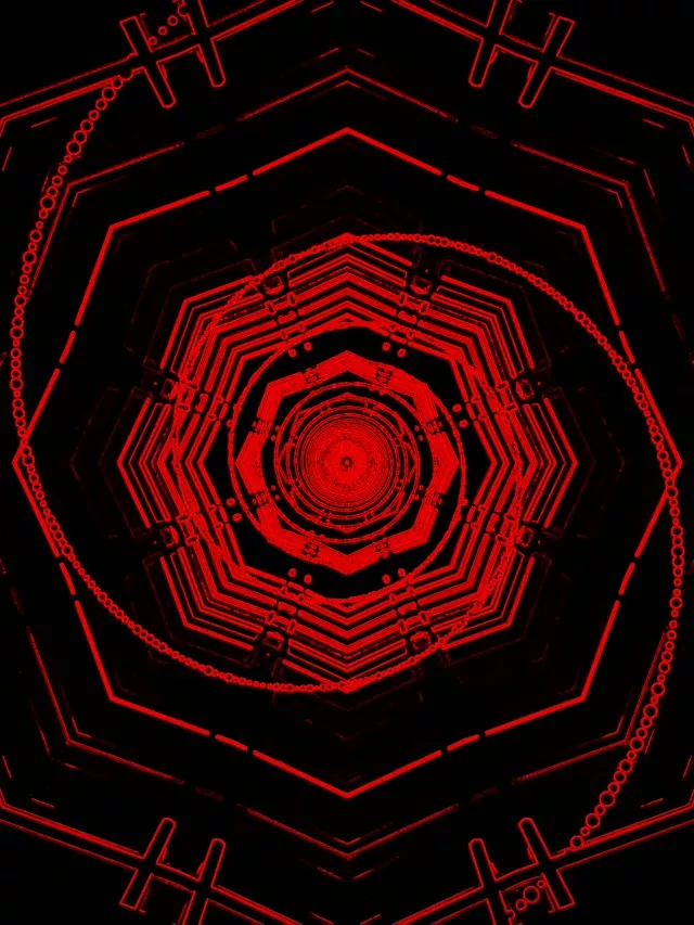 Red Neon Tunnel Hexagon Vortex 3:4 iPad Portrait 60fps Screensaver VJ Loop
