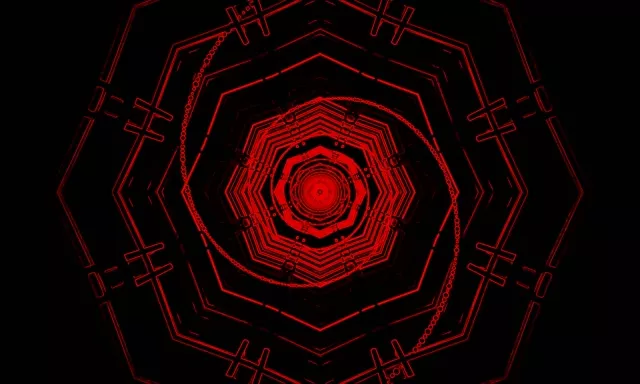 Red Neon Tunnel Pulsating Hexagon Vortex 5:3 Wide 60fps Screensaver VJ Loop