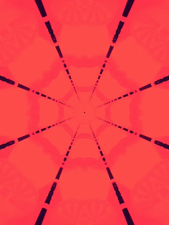 Gorri Armiarma-sarea Kaleidoskopio Neon Tunel VJ Loop 3:4 iPad Portrait 60fps Pantaila-babeslea